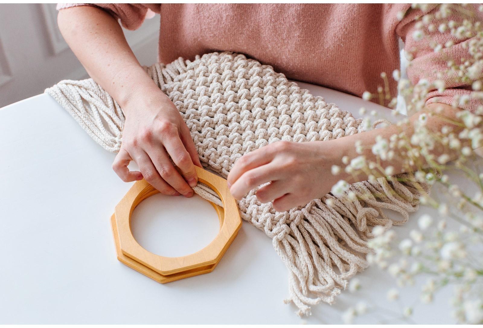 Ручки для сумки деревянные, d = 10,5, 13,5 × 13,5 см, 2 шт, цвет бежевый