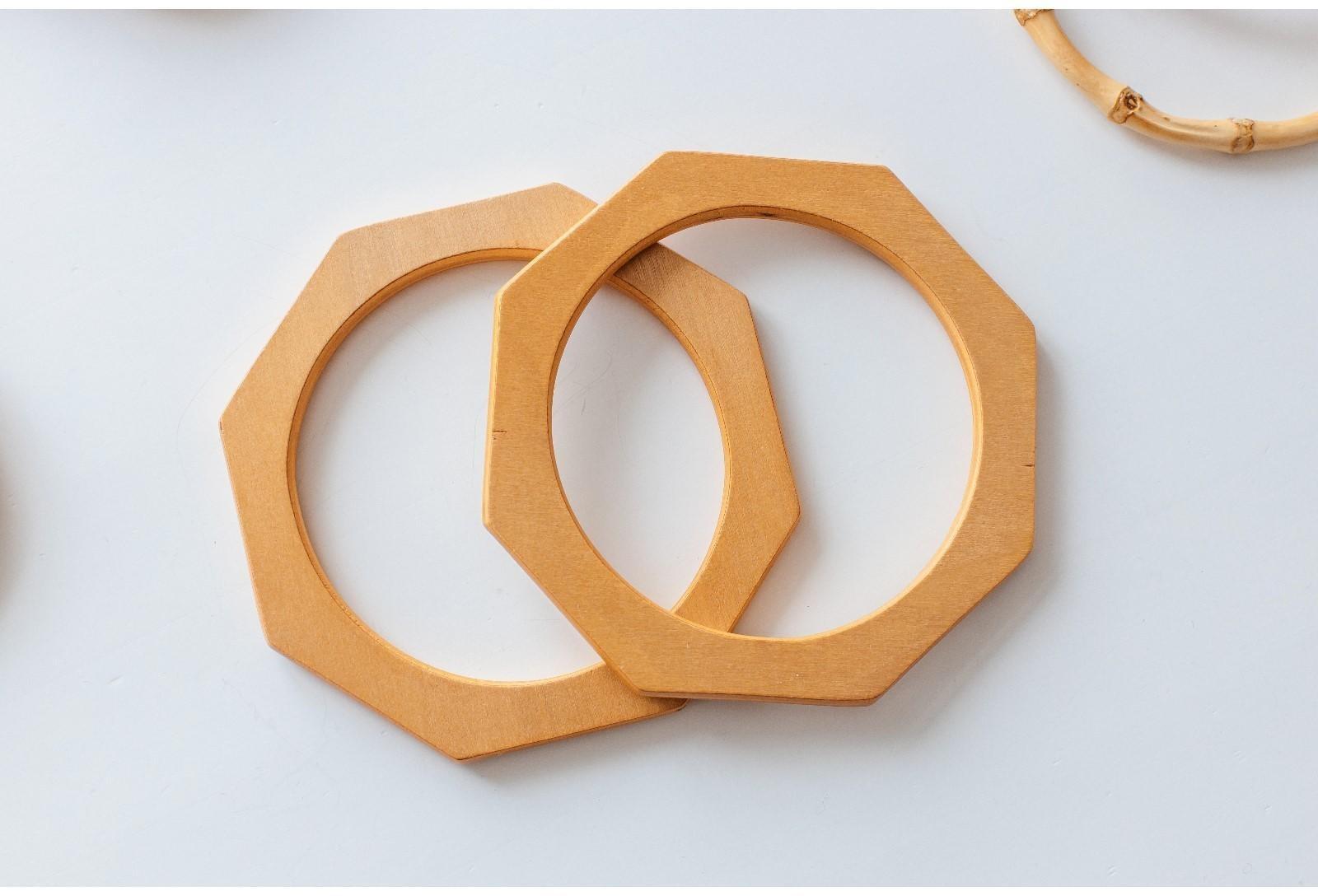 Ручки для сумки деревянные, d = 10,5, 13,5 × 13,5 см, 2 шт, цвет бежевый