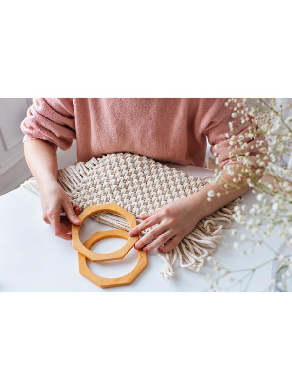 Ручки для сумки деревянные, d = 10,5, 13,5 × 13,5 см, 2 шт, цвет бежевый