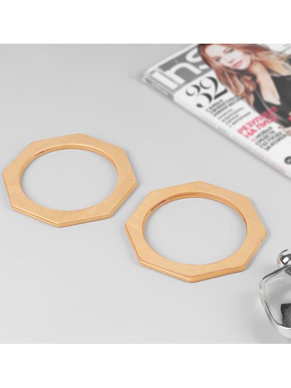 Ручки для сумки деревянные, d = 10,5, 13,5 × 13,5 см, 2 шт, цвет бежевый