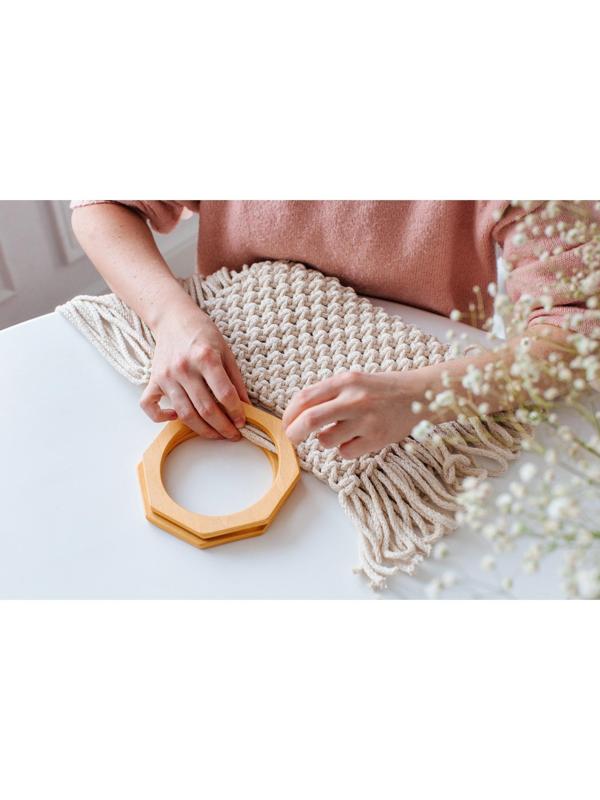 Ручки для сумки деревянные, d = 10,5, 13,5 × 13,5 см, 2 шт, цвет бежевый