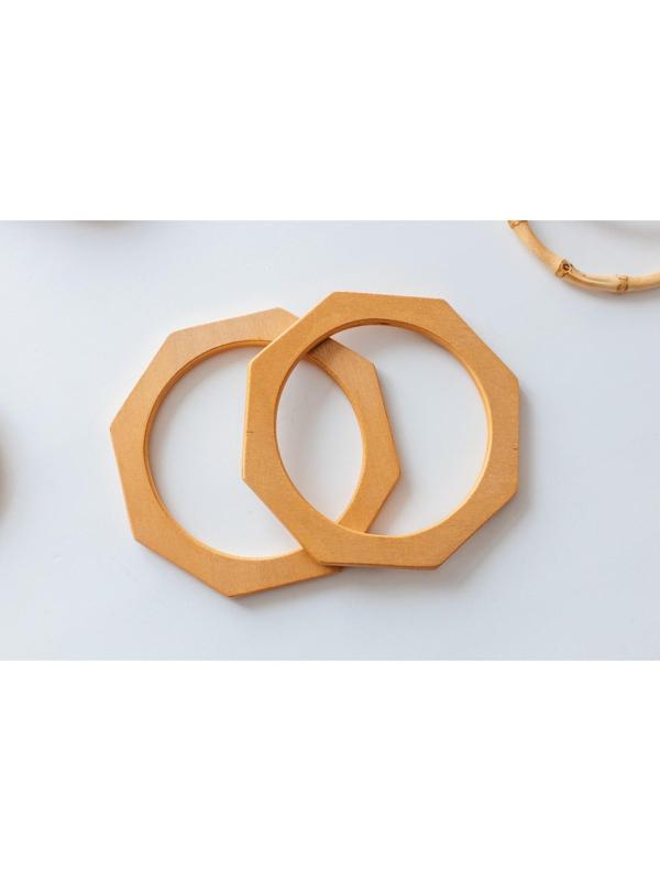 Ручки для сумки деревянные, d = 10,5, 13,5 × 13,5 см, 2 шт, цвет бежевый