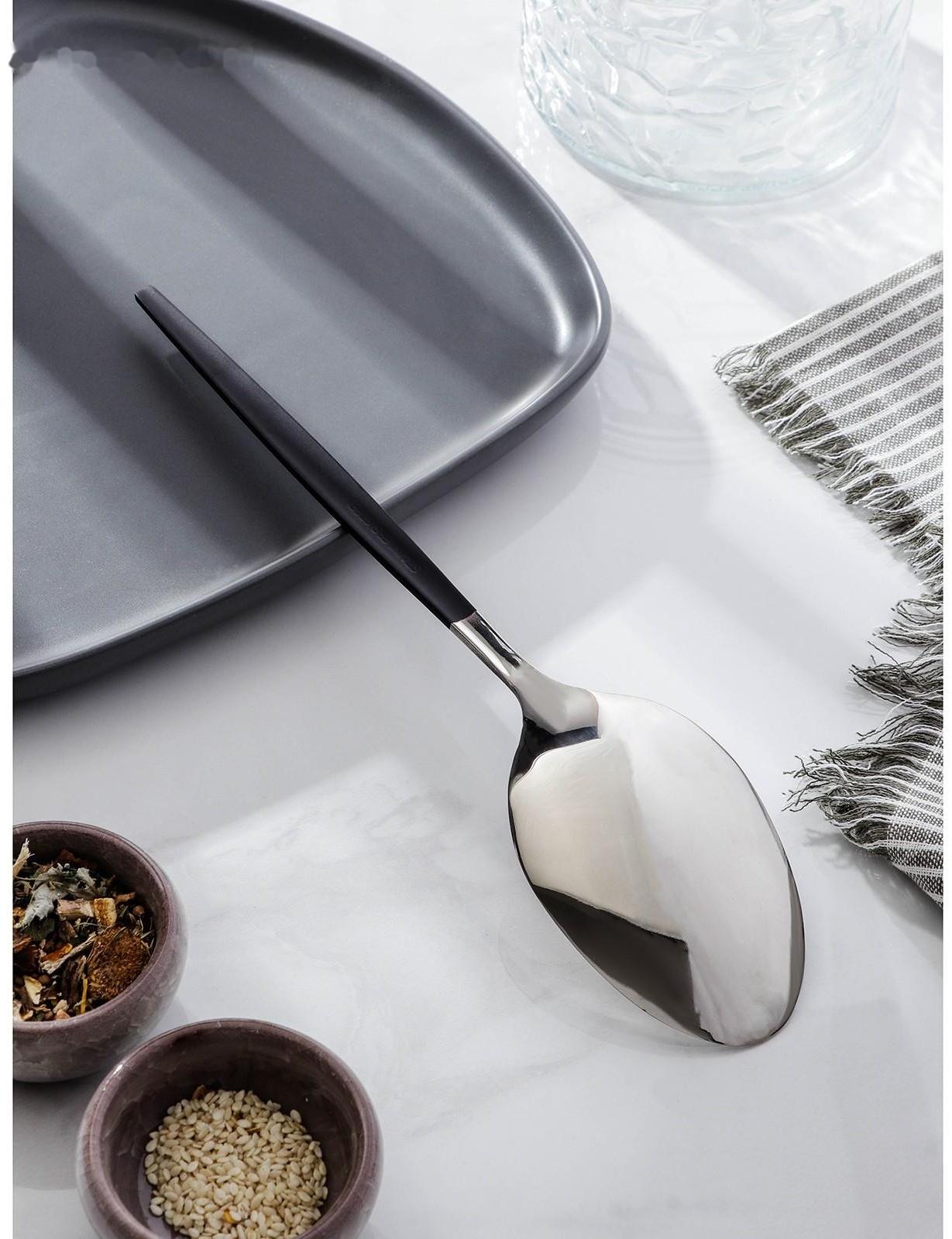 Ложка гарнирная из нержавеющей стали Magistro «Грэйс», h=27,5 см, цвет ручки чёрный, цвет головы серебряный