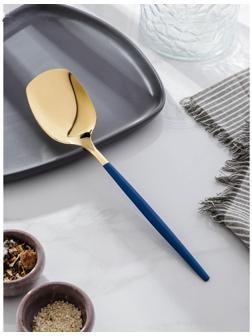 Лопатка из нержавеющей стали Magistro «Грэйс», h=26 см, цвет ручки голубой, цвет головы золотой