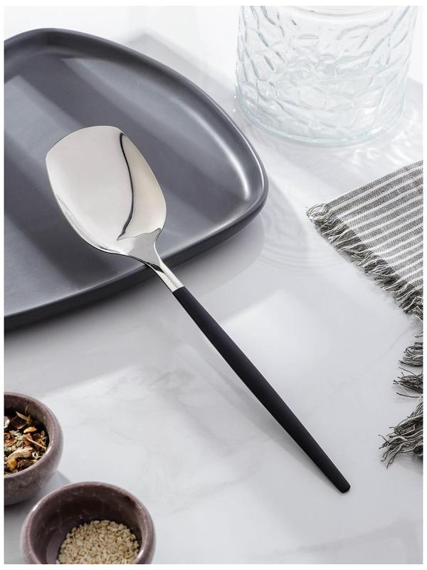 Лопатка из нержавеющей стали Magistro «Грэйс», h=26 см, цвет ручки чёрный, цвет головы серебряный