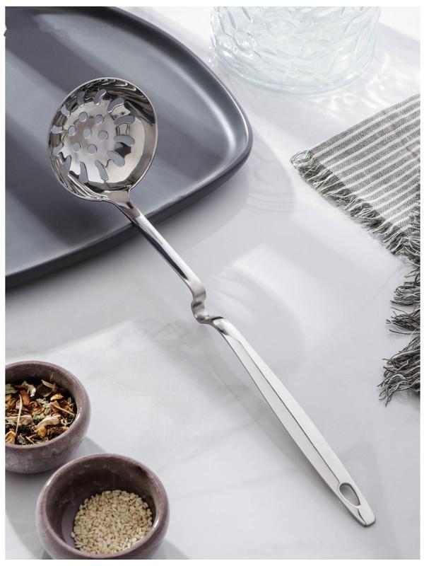 Шумовка Доляна Simple, h=28 см, цвет серебряный