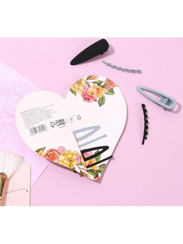 Открытка-валентинка с заколками для волос «For you with love»