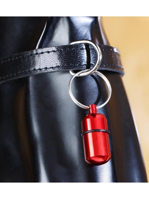 Адресник-капсула для вложения записки широкий, капсула 2,2 х 1,3 см, бордовый