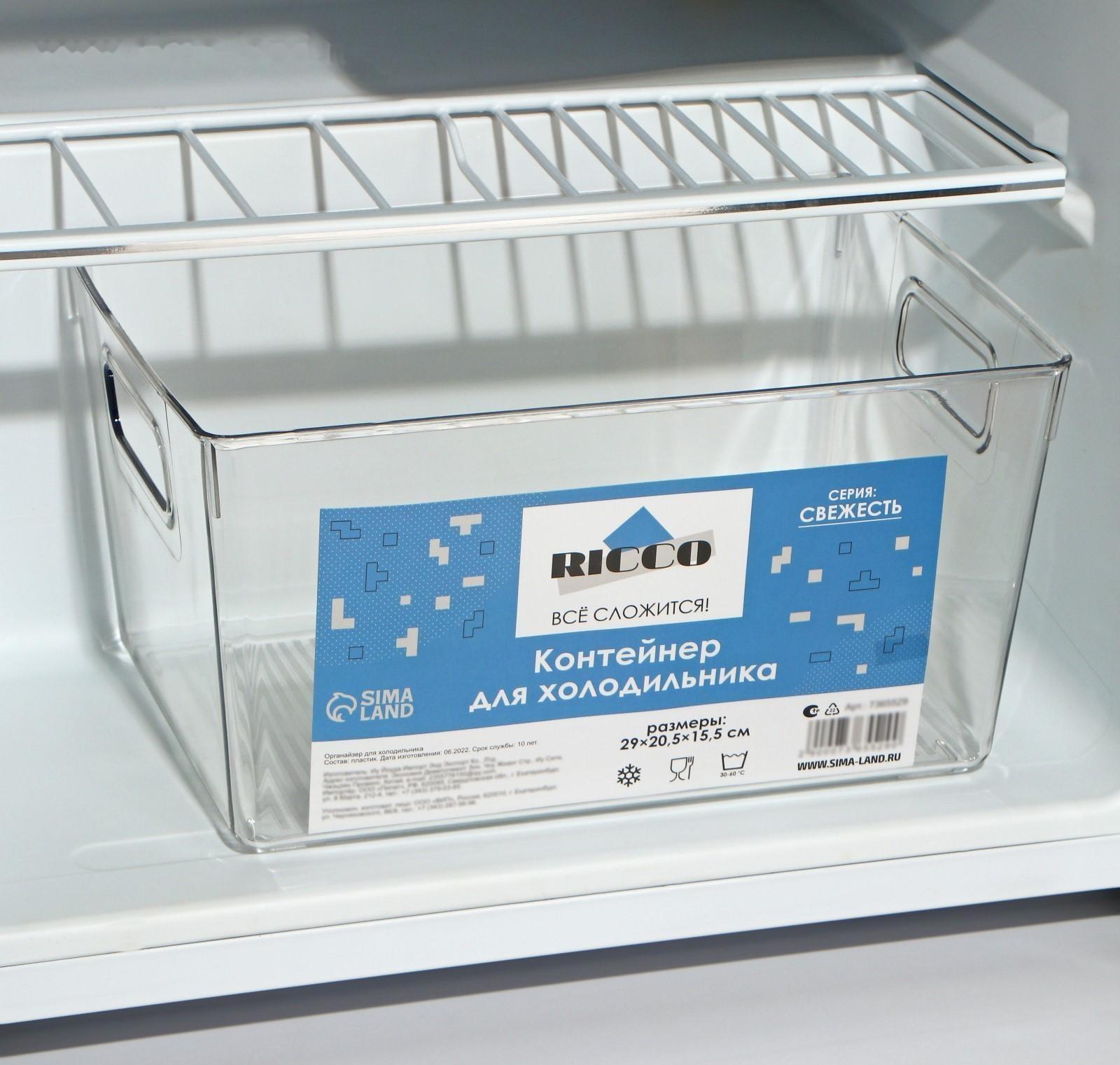 Контейнер для холодильника RICCO, 29×20,5×15,5 см, цвет прозрачный