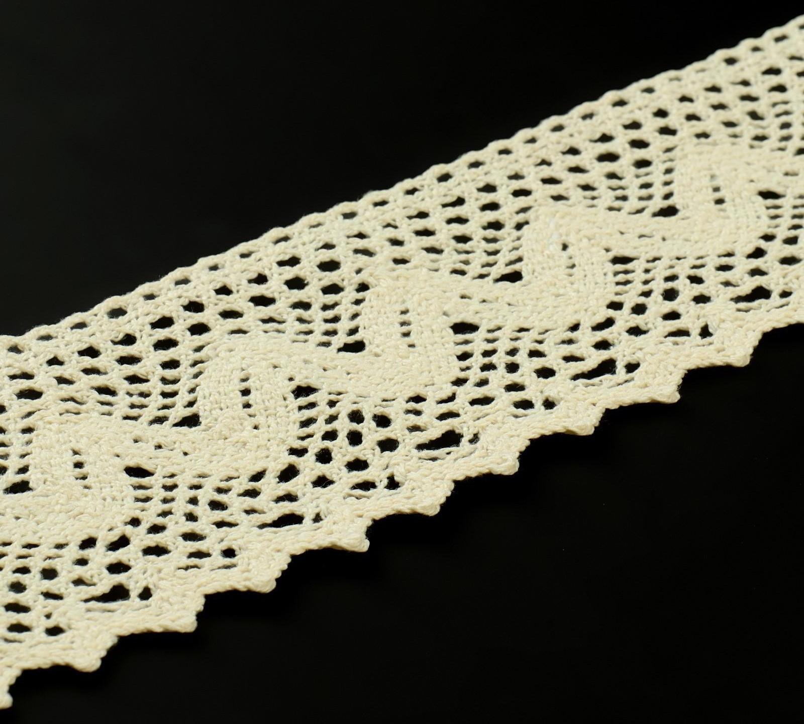 Кружево вязаное, 60 мм × 10 ± 1 м, цвет бежевый