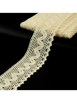 Кружево вязаное, 60 мм × 10 ± 1 м, цвет бежевый