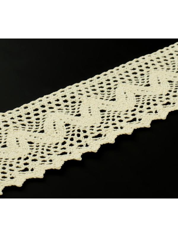 Кружево вязаное, 60 мм × 10 ± 1 м, цвет бежевый