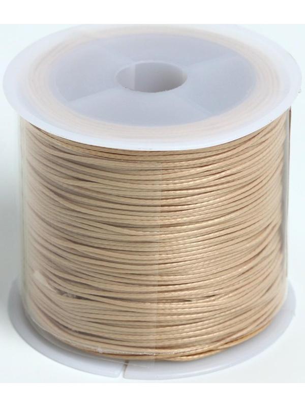 Шнур вощёный из полиэстра на бобине, d = 0,5 мм, L = 50 м, цвет бежевый