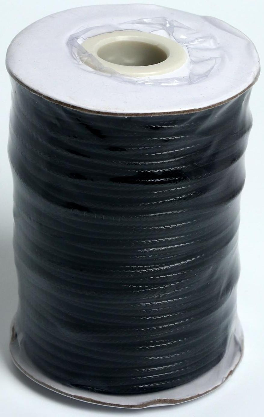 Шнур вощеный d=2мм, L=50м, цвет чёрный
