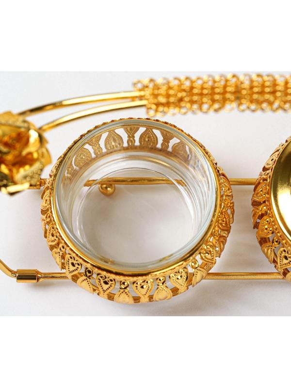 Набор сахарниц «Бонжур», с ложками на подставке, цвет золотой