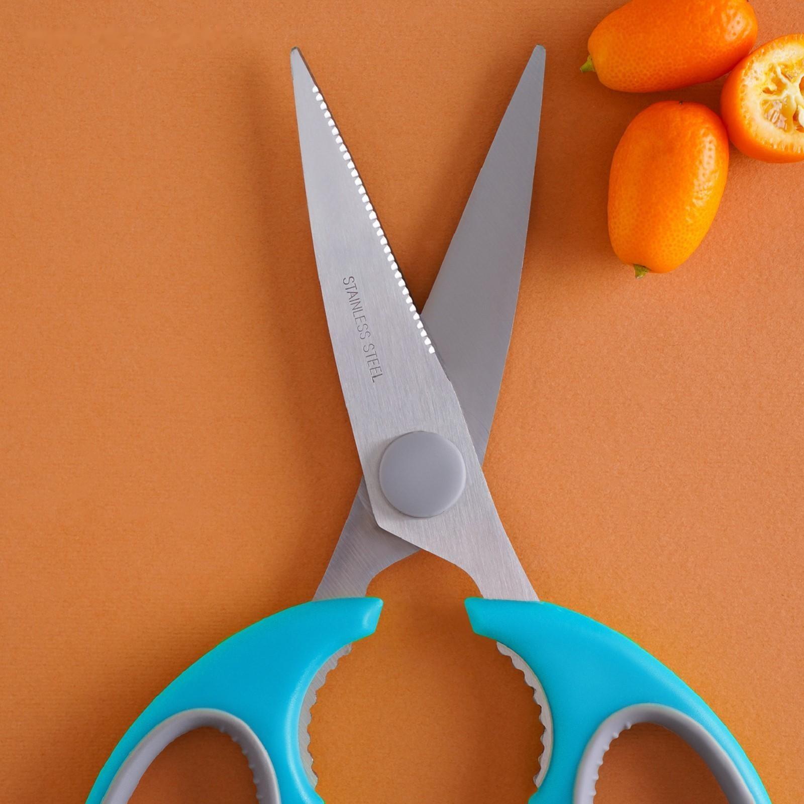 Ножницы кухонные Доляна «Эльба», 22 см, цвет голубой