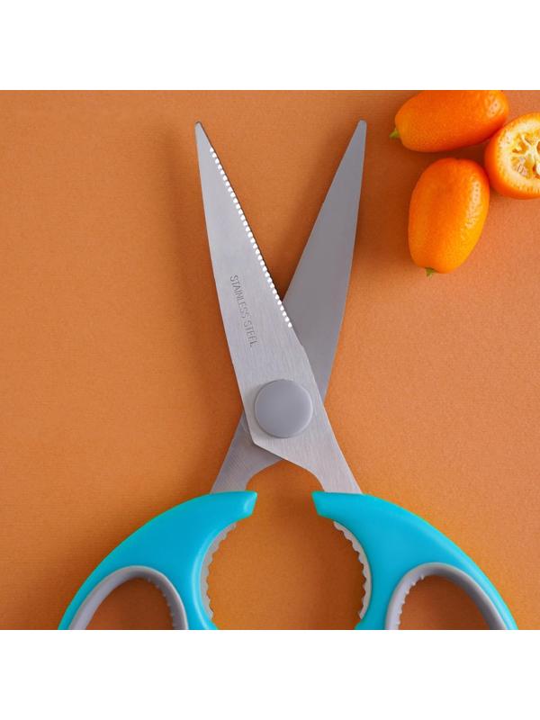 Ножницы кухонные Доляна «Эльба», 22 см, цвет голубой