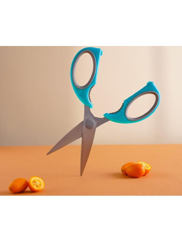 Ножницы кухонные Доляна «Эльба», 22 см, цвет голубой