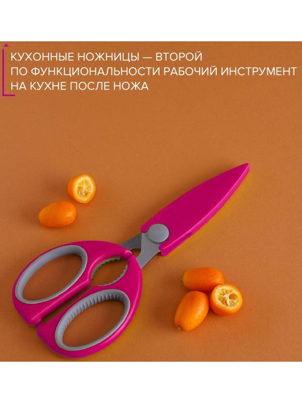 Ножницы кухонные Доляна «Эльба», 22 см, цвет розовый