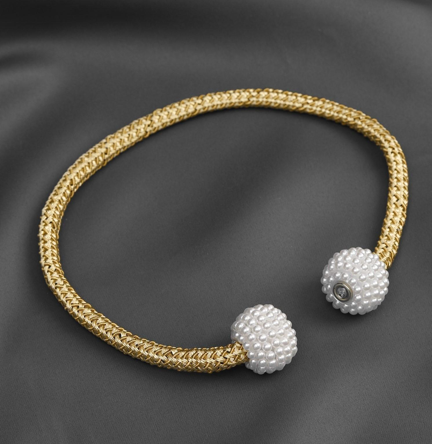 Подхват для штор «Шарики из бисера», d = 3 × 40 см, цвет белый/светло-коричневый