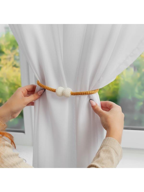 Подхват для штор «Шарики из бисера», d = 3 × 40 см, цвет белый/светло-коричневый