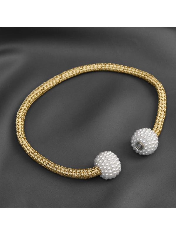 Подхват для штор «Шарики из бисера», d = 3 × 40 см, цвет белый/светло-коричневый