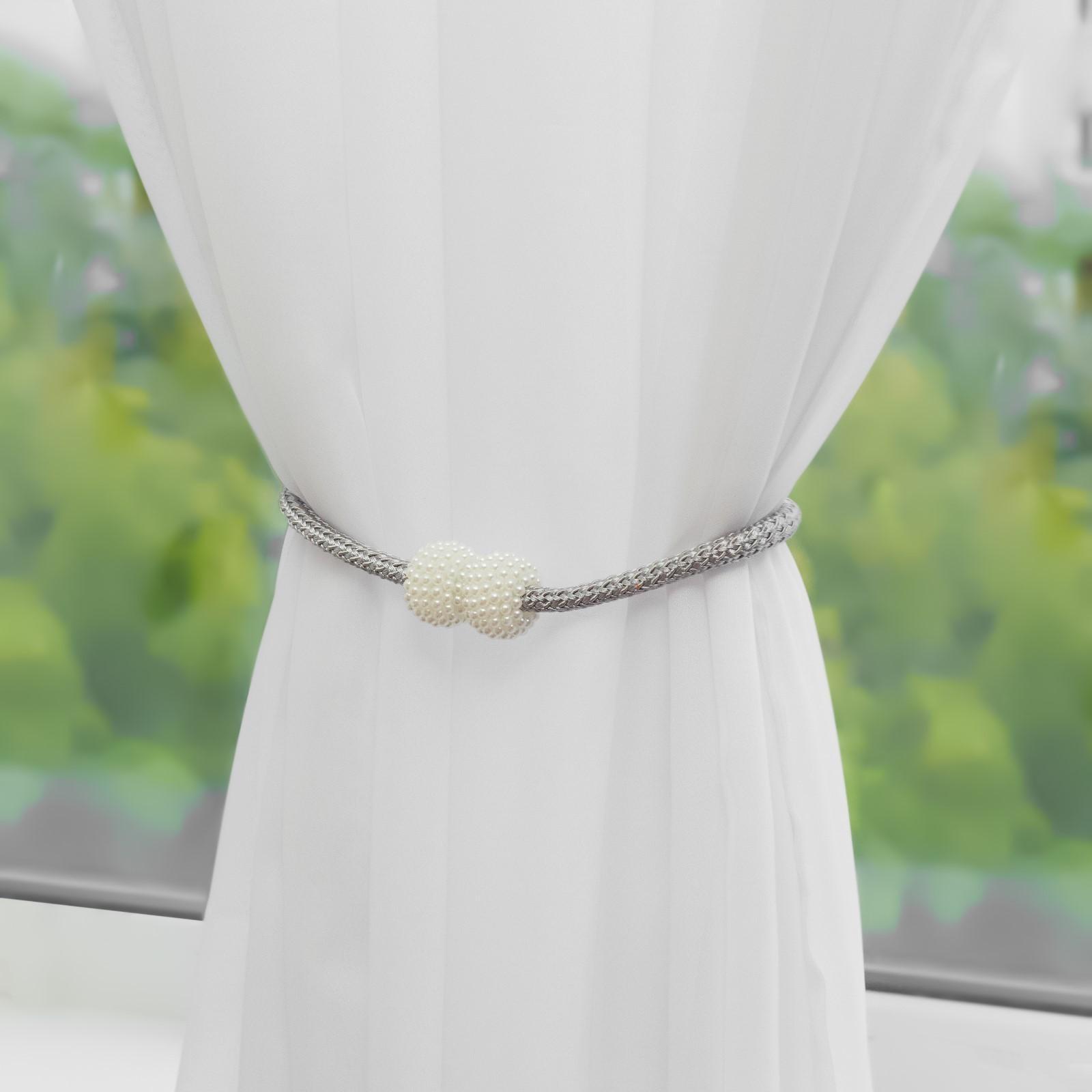 Подхват для штор «Шарики из бисера», d = 3 × 40 см, цвет белый/светло-серый