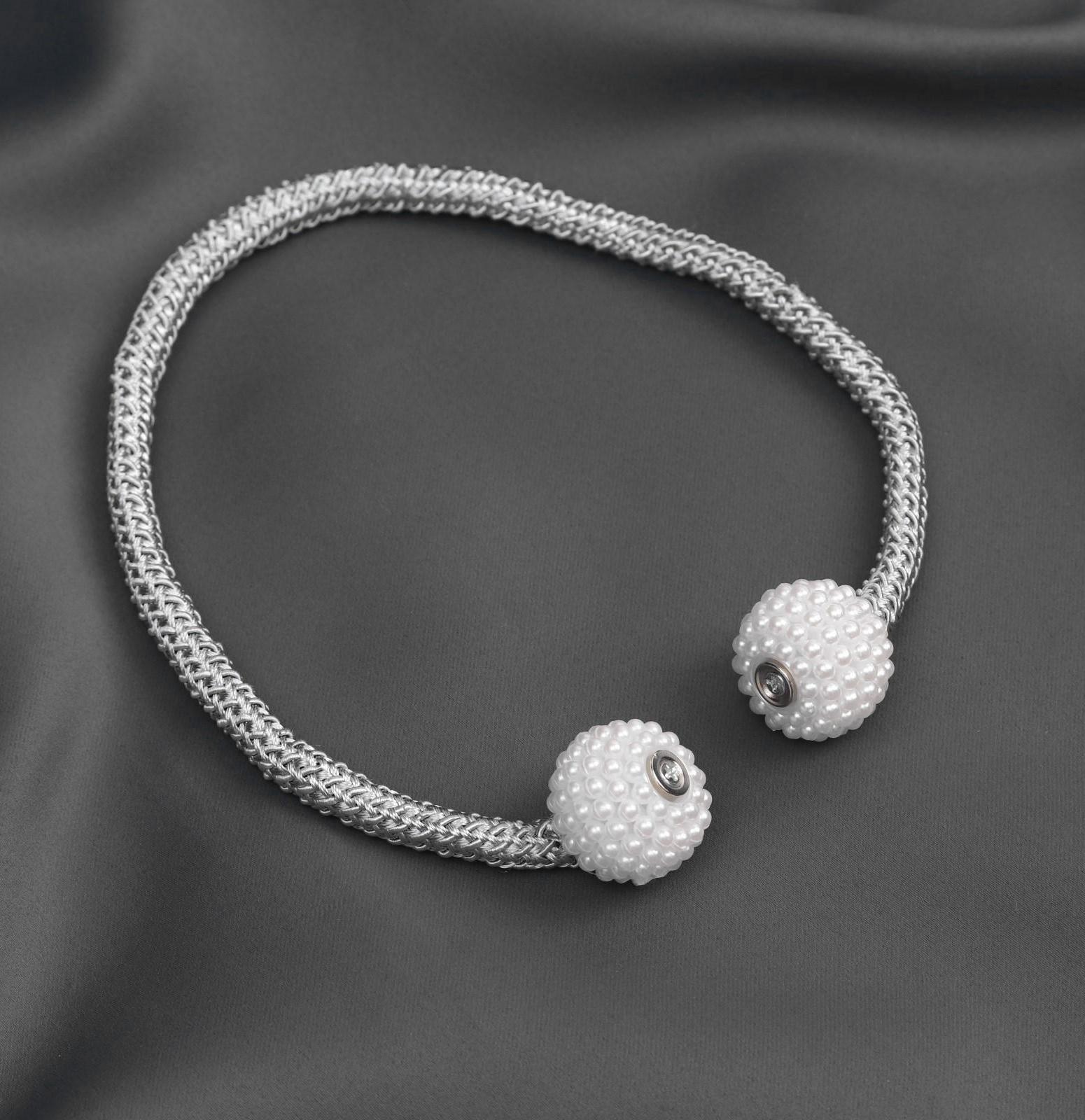 Подхват для штор «Шарики из бисера», d = 3 × 40 см, цвет белый/светло-серый