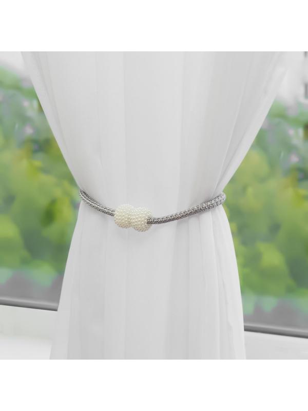 Подхват для штор «Шарики из бисера», d = 3 × 40 см, цвет белый/светло-серый