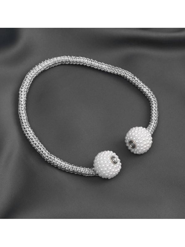 Подхват для штор «Шарики из бисера», d = 3 × 40 см, цвет белый/светло-серый