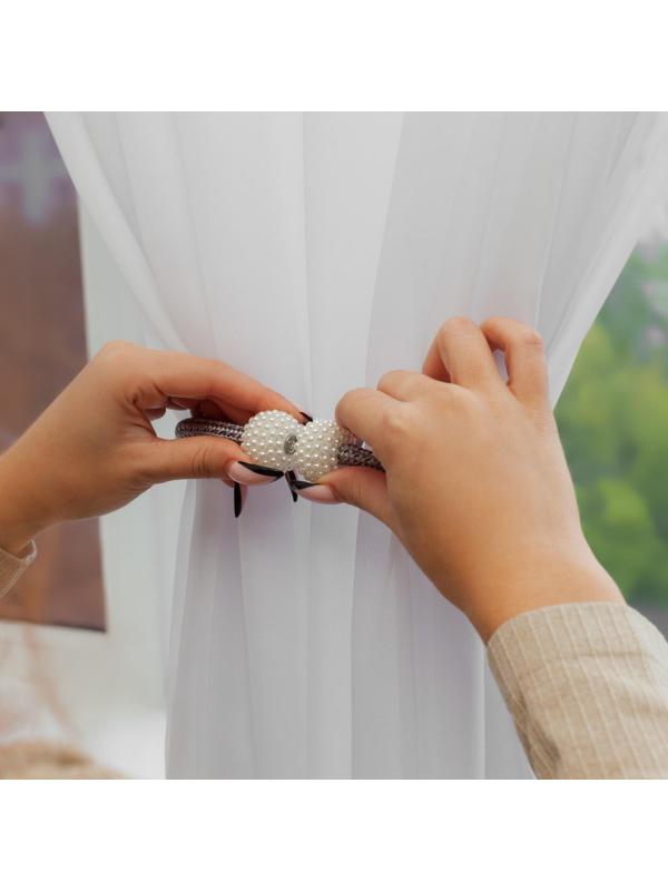 Подхват для штор «Шарики из бисера», d = 3 × 40 см, цвет белый/светло-серый