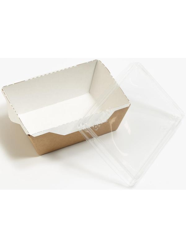 Контейнер с прозрачной крышкой, крафт, 0,45 л, 14 х 10 х 5,5 см