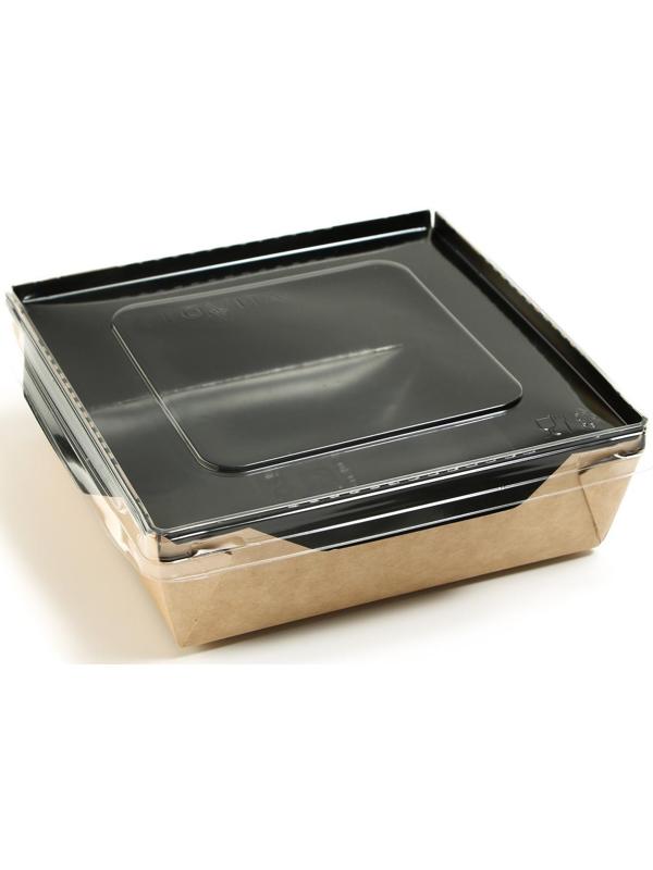 Контейнер с плоской крышкой, черный, 0,9 л, 15 х 15 х 5 см