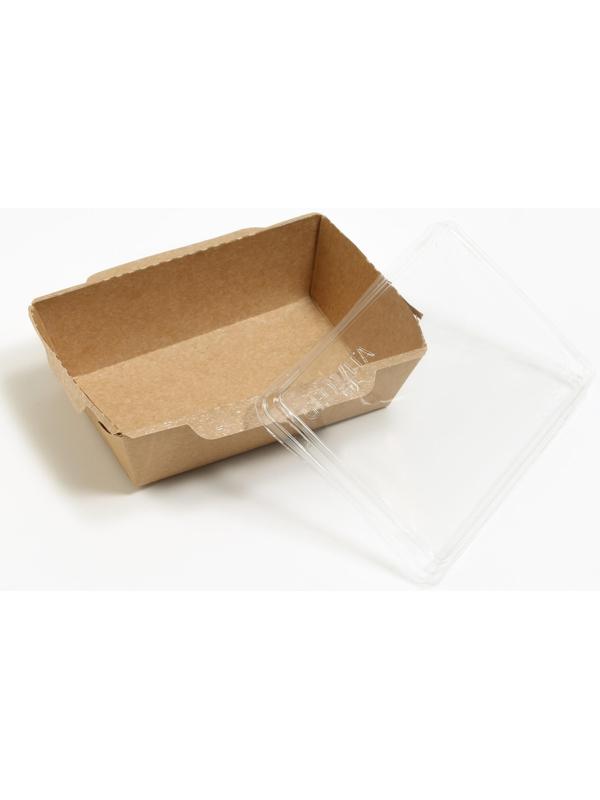 Контейнер с плоской крышкой, крафт, 0,4 л, 14,5 х 9,5 х 4,5 см