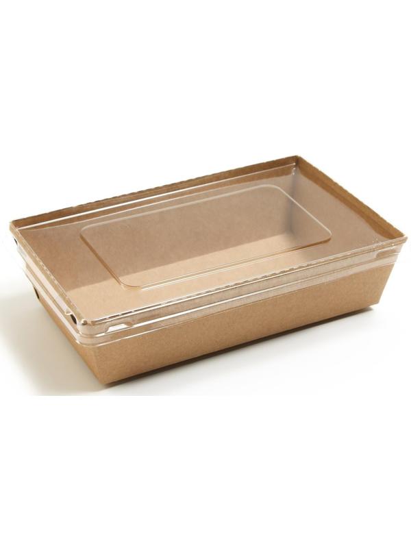 Контейнер с плоской крышкой, крафт, 0,8 л, 19 х 13 х 5,5 см