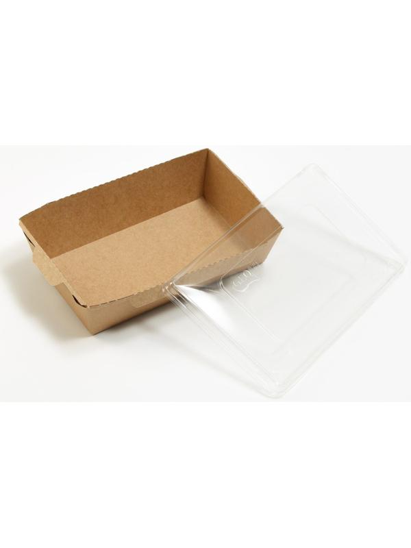 Контейнер с плоской крышкой, крафт, 0,8 л, 19 х 13 х 5,5 см