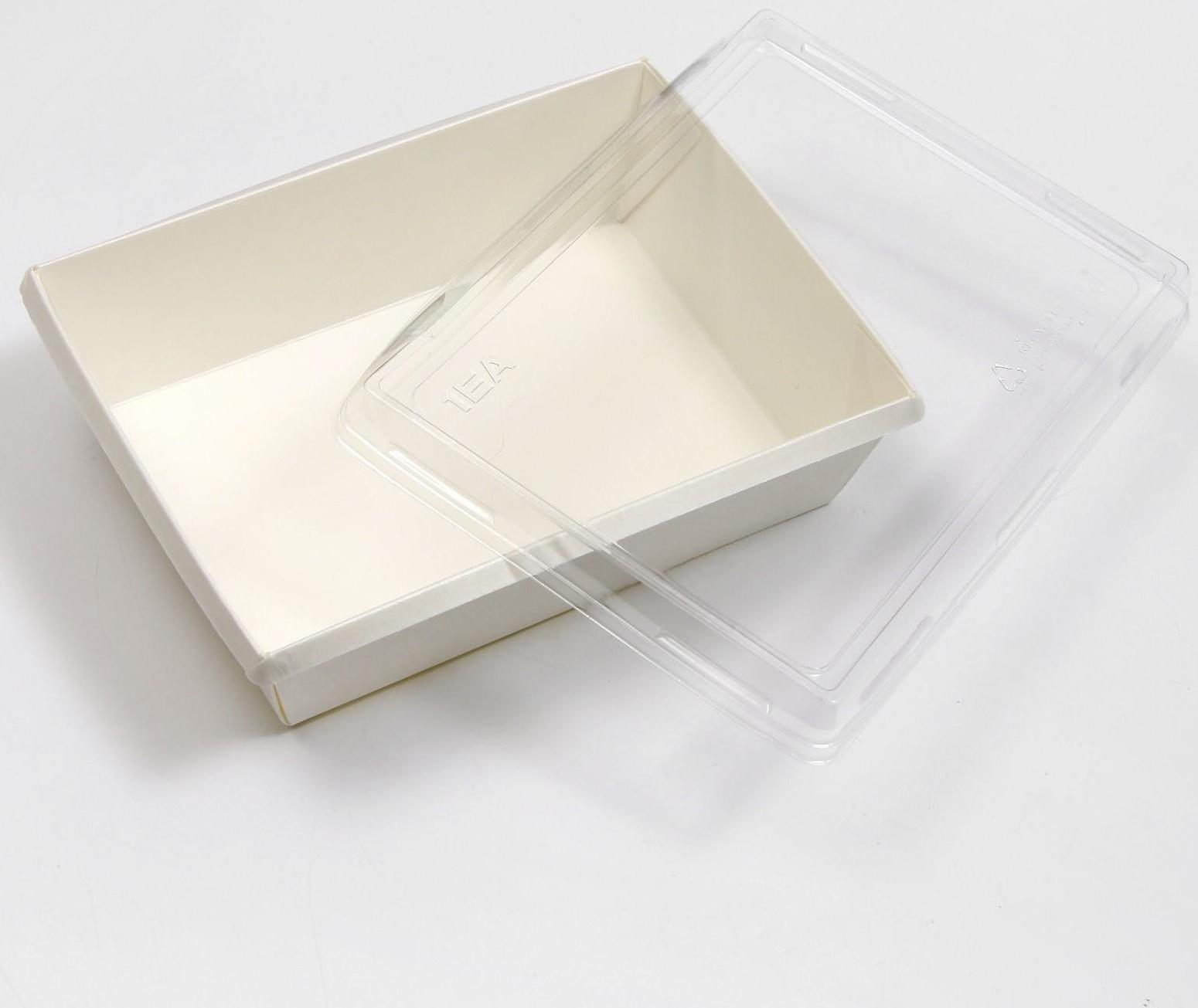 Салатник с плоской крышкой, белый, 16 х 12 х 4,5 см, 0,5 л