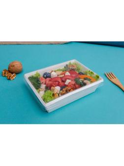 Салатник с плоской крышкой, белый, 16 х 12 х 4,5 см, 0,5 л