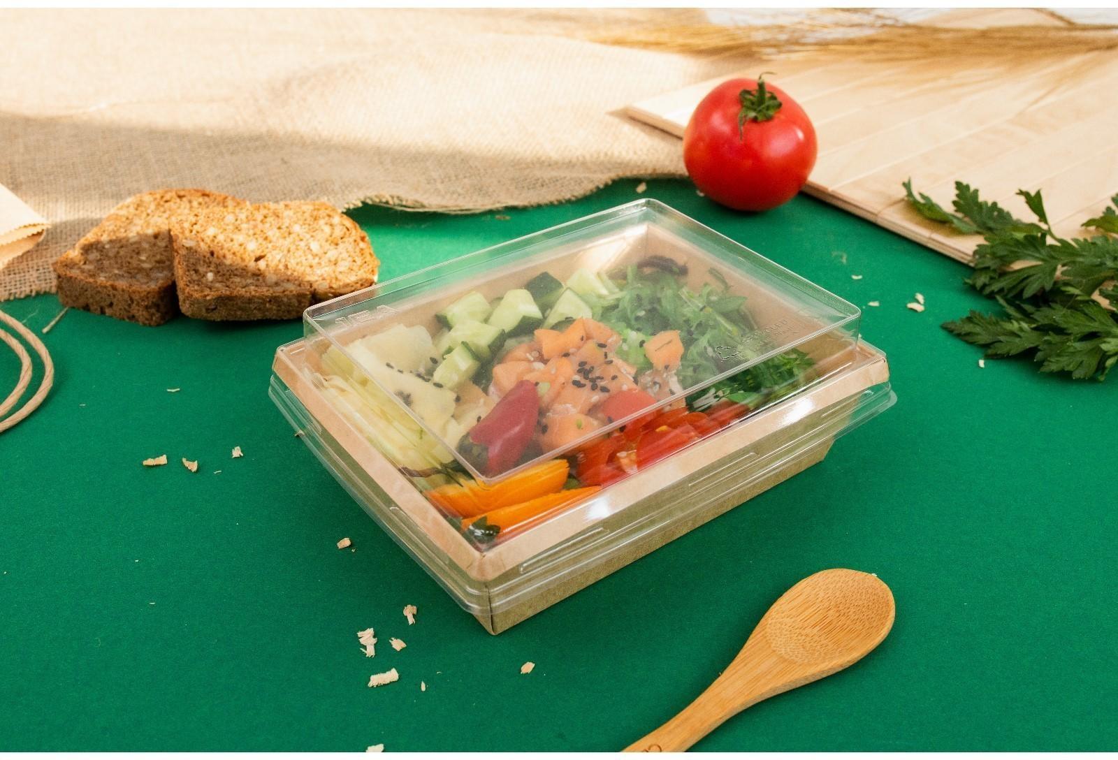 Салатник с купольной крышкой, крафт, 16 х 12 х 6,5 см, 0,5 л