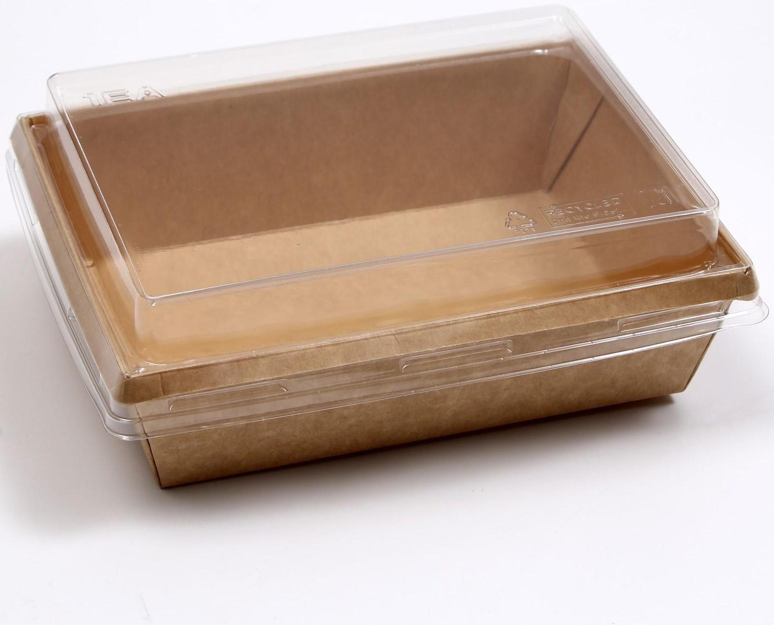 Салатник с купольной крышкой, крафт, 16 х 12 х 6,5 см, 0,5 л