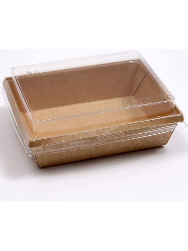 Салатник с купольной крышкой, крафт, 16 х 12 х 6,5 см, 0,5 л