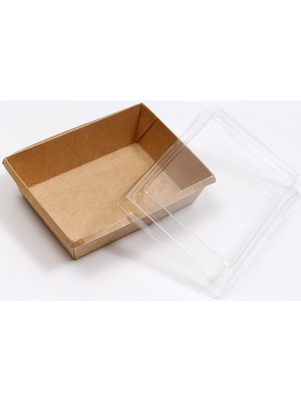 Салатник с купольной крышкой, крафт, 16 х 12 х 6,5 см, 0,5 л