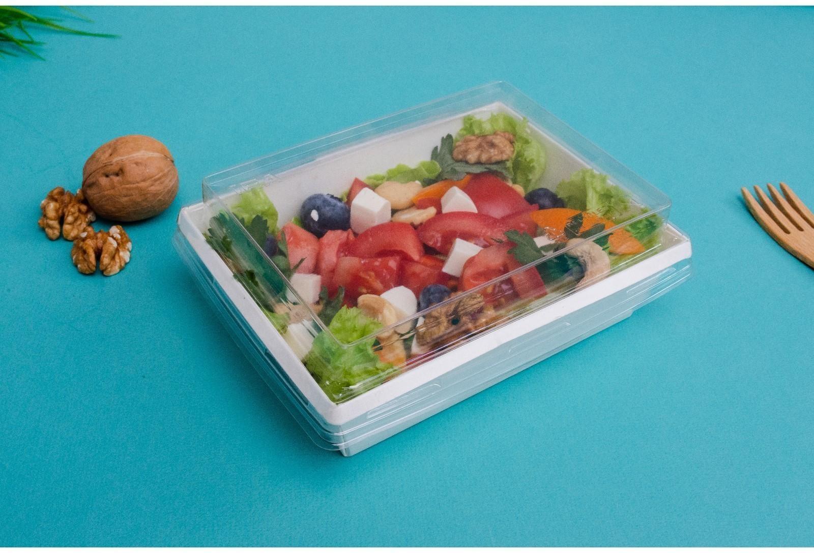 Салатник с купольной крышкой, белый, 20 х 12 х 7,5 см, 0,8 л