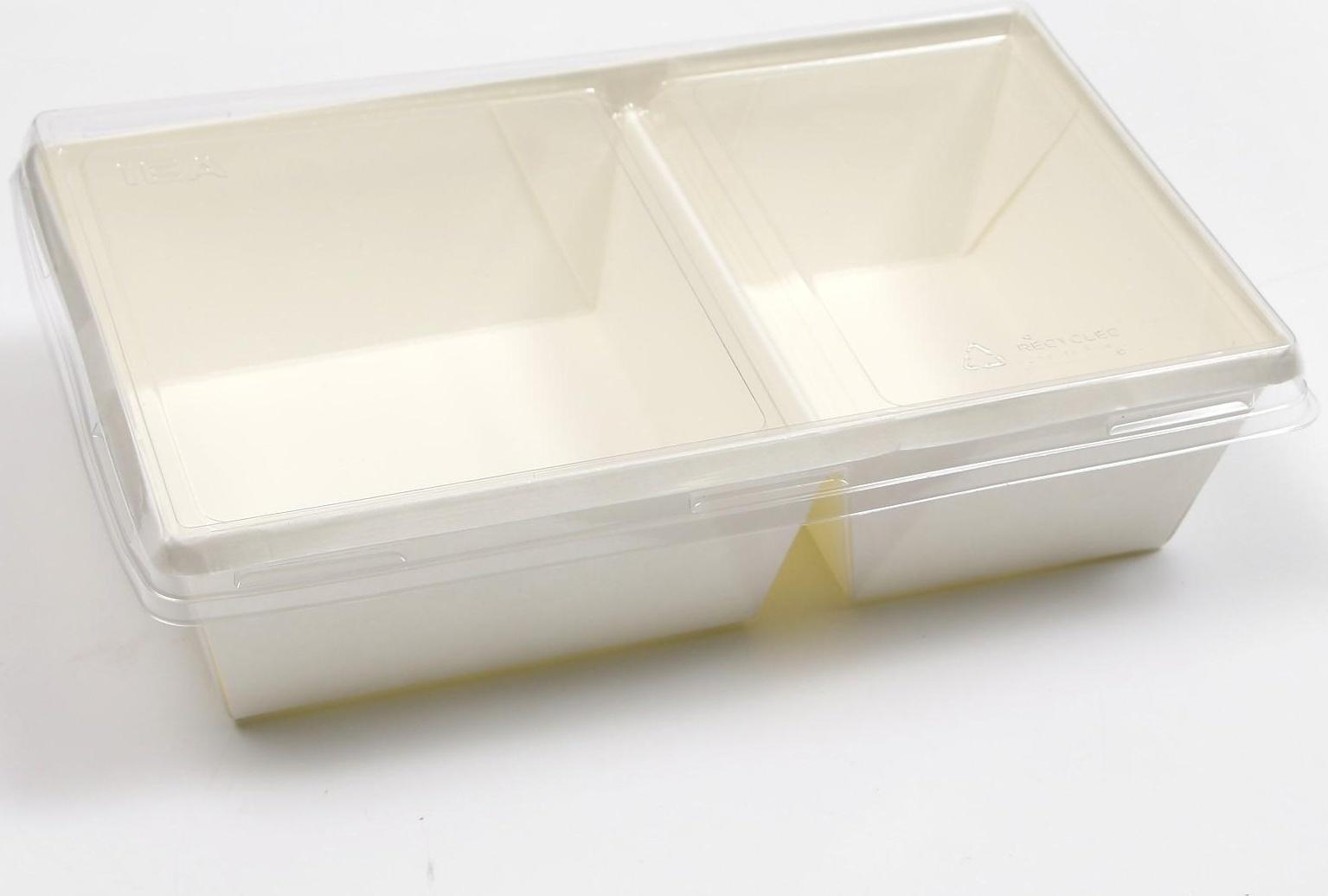 Салатник двухсекционный, белый, 20 х 12 х 5,5 см, 0,8 л