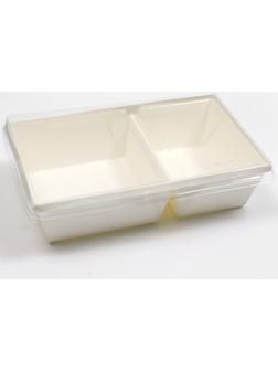 Салатник двухсекционный, белый, 20 х 12 х 5,5 см, 0,8 л