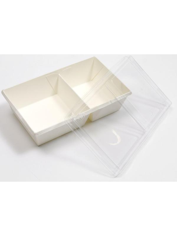 Салатник двухсекционный, белый, 20 х 12 х 5,5 см, 0,8 л