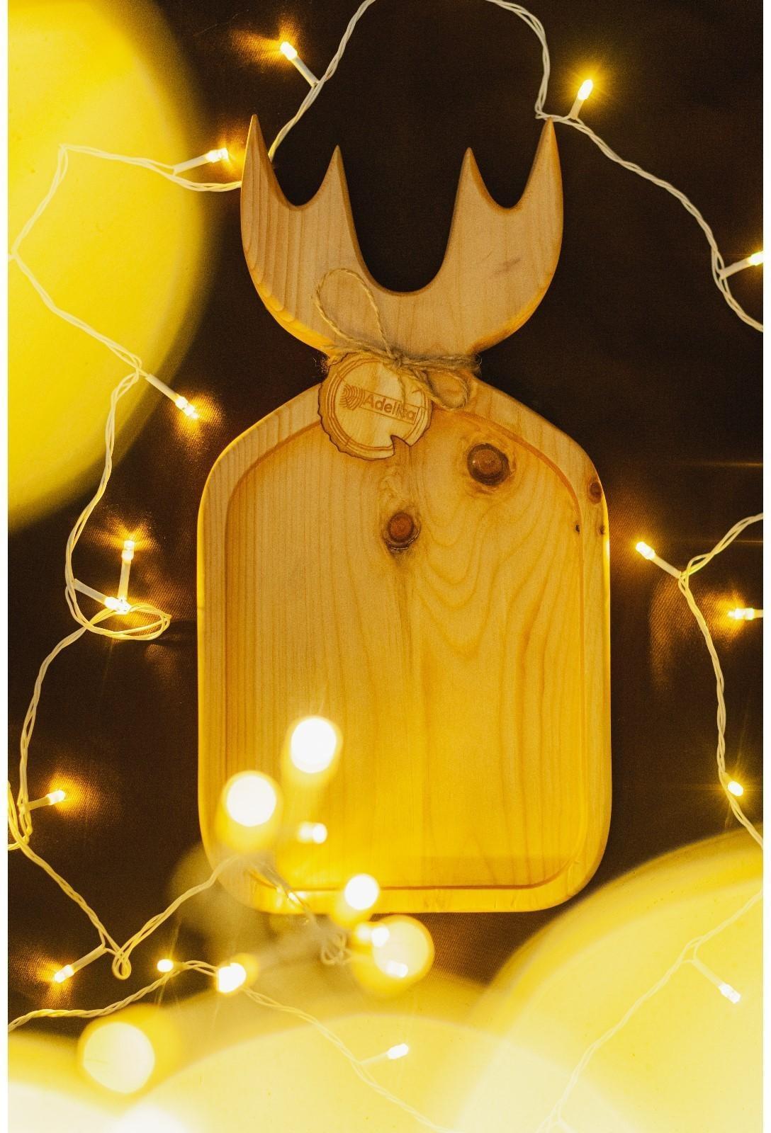 Доска разделочная авторская Adelica «Рога», 35×18×2,5 см, цельный массив кедра, цвет молочный