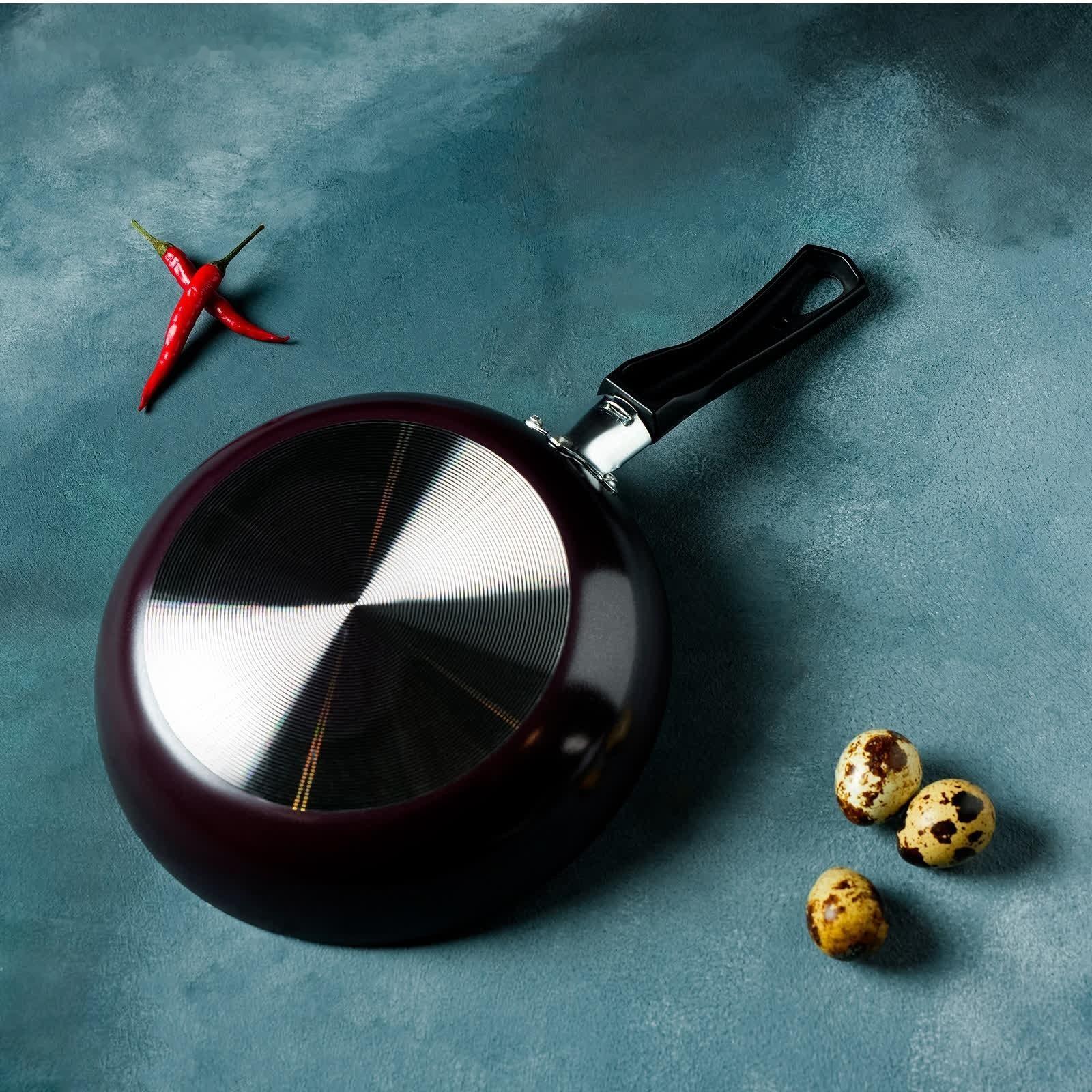 Сковорода Доляна Promo, d=22 см, пластиковая ручка, антипригарное покрытие, цвет бордовый