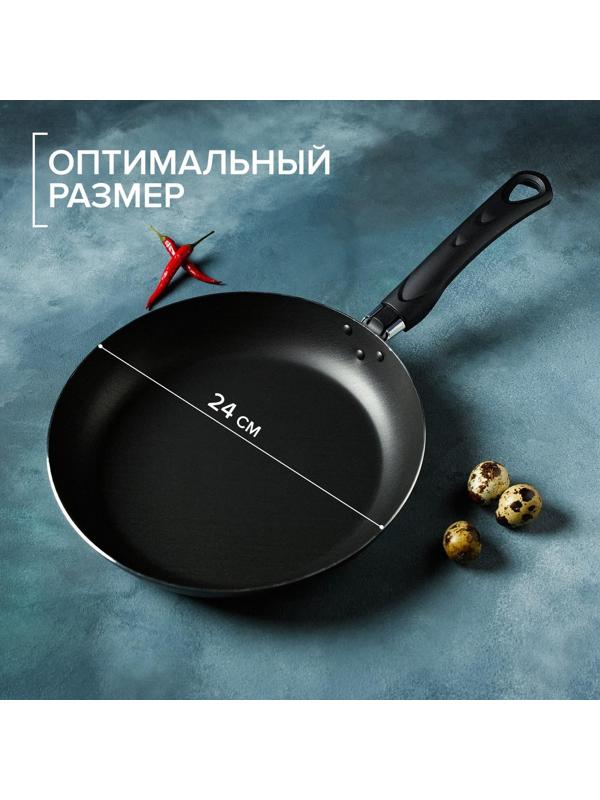 Сковорода Доляна Promo, d=24 см, пластиковая ручка, антипригарное покрытие, цвет бордовый