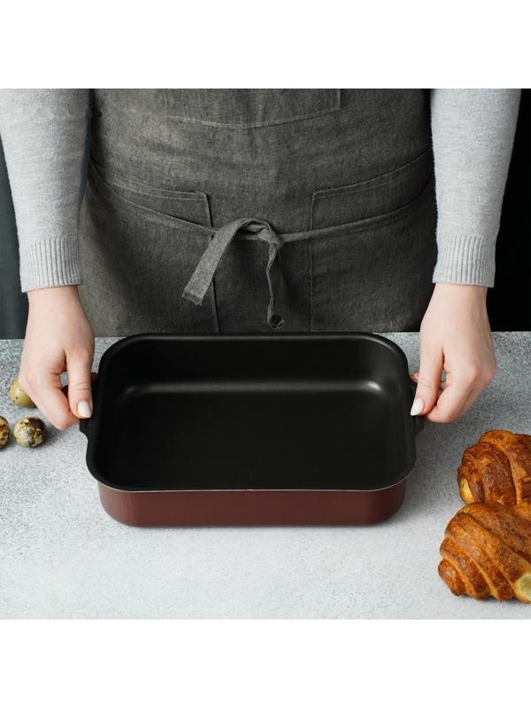 Противень Доляна Promo, 19×25 см, антипригарное покрытие, цвет бордовый